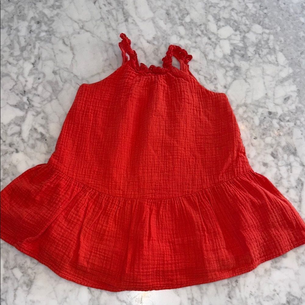 ZARA RED EYELET STRAP DRESS 18/24M